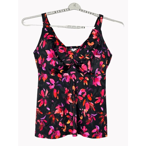 Swimsuits For All Size 46G Womens Floral Underwire Bra Tankini Top Nylon/Spandex - Picture 1 of 9